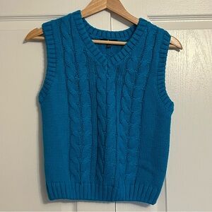 FRESHMAN Teal Knit Sweater Vest Top Girls Size Large 12/14